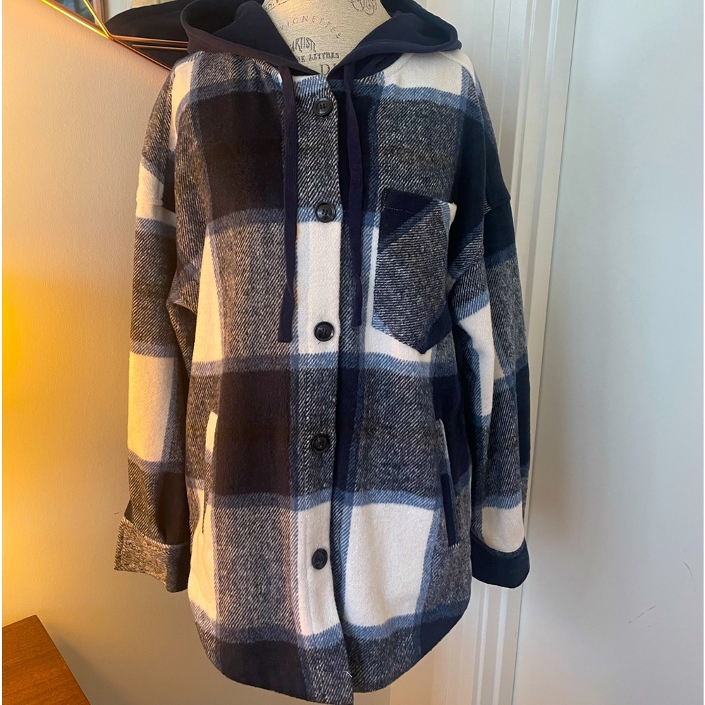 Navy Plaid Shacket